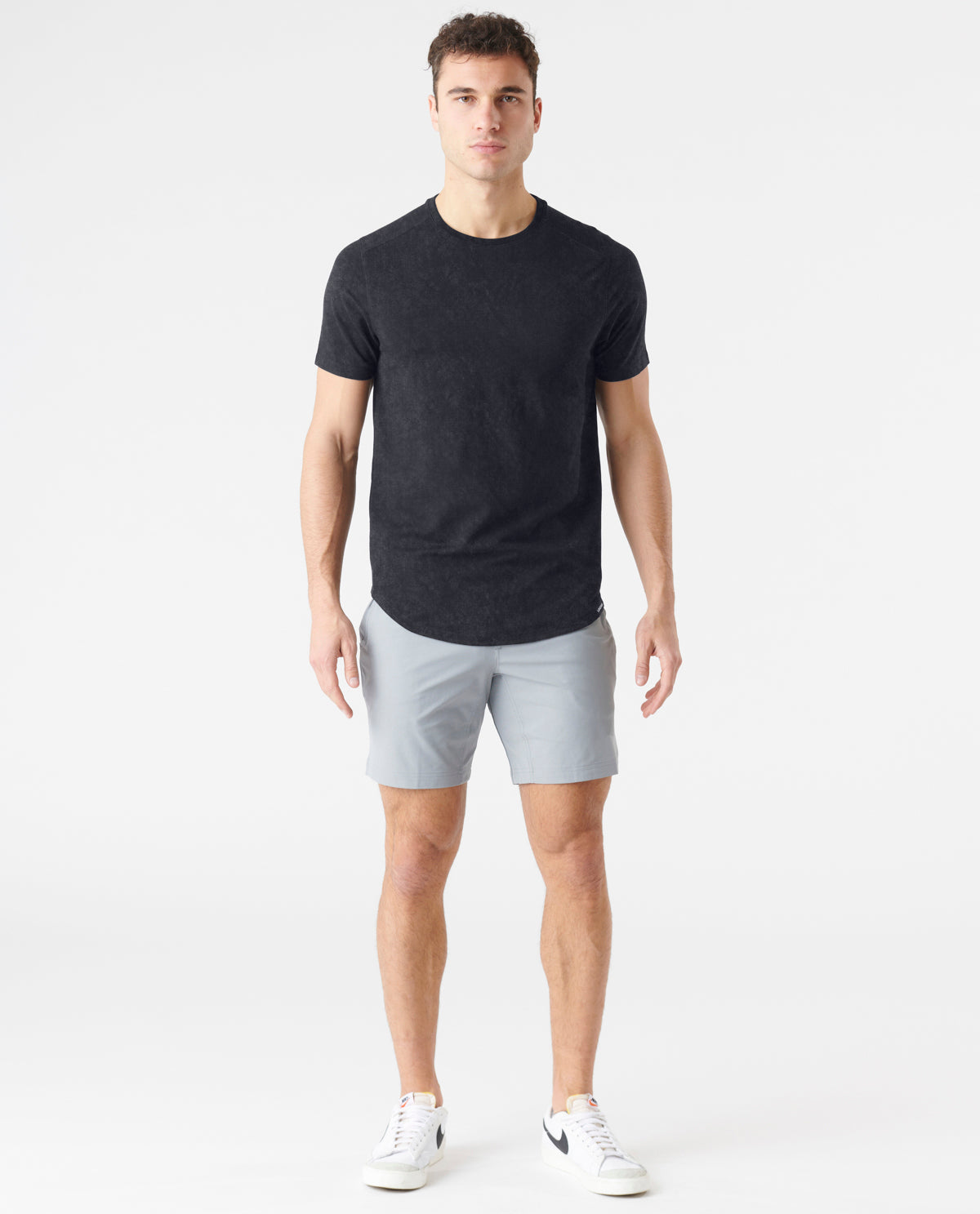 Aviation Tee Curved Hem Washed Black