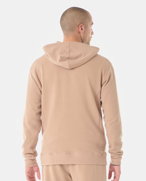 Glen Waffle-Knit Hoodie Camel