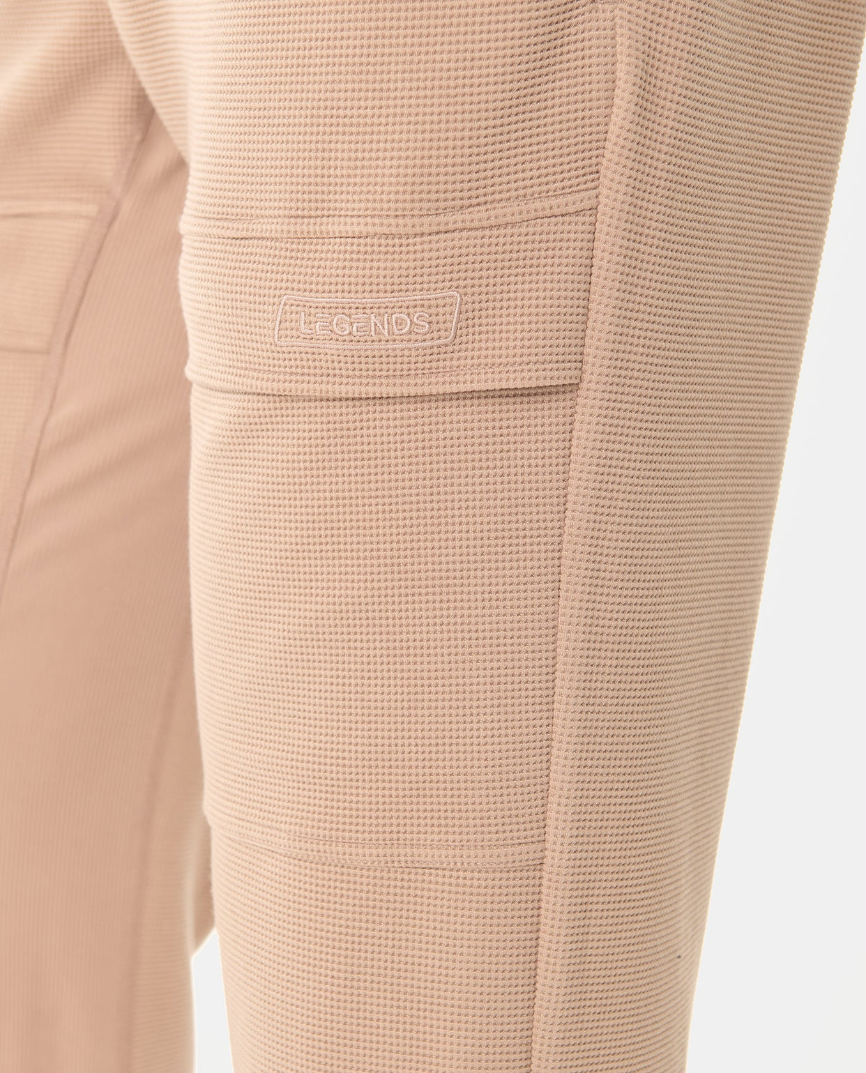 Glen Waffle-Knit Cargo Sweatpant Camel