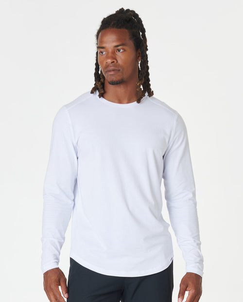 Aviation Tee Curved Hem LS White