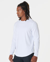 Aviation Tee Curved Hem LS White